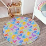 - RealHomes Dijital Baskılı Kaymaz Tabanlı Comfort Çocuk Odası Yuvarlak Halı - Realhomes  Gri Zeminli Origami Sanatı Çocuk & Genç Odası Makinede Yıkanabilir Kaymaz Tabanlı Yuvarlak Çocuk Halısı Realhomes