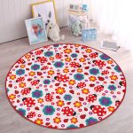 - RealHomes Dijital Baskılı Kaymaz Tabanlı Comfort Çocuk Odası Yuvarlak Halı - Realhomes  Pembe Zeminde Uğurböceği Çocuk & Genç Odası Makinede Yıkanabilir Kaymaz Tabanlı Yuvarlak Çocuk Halısı Realhomes