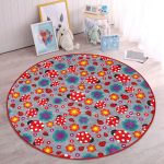 - RealHomes Dijital Baskılı Kaymaz Tabanlı Comfort Çocuk Odası Yuvarlak Halı - Realhomes  Gri Zeminde Uğurböceği Çocuk & Genç Odası Makinede Yıkanabilir Kaymaz Tabanlı Yuvarlak Çocuk Halısı Realhomes