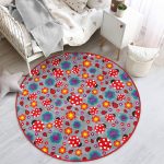 - RealHomes Dijital Baskılı Kaymaz Tabanlı Comfort Çocuk Odası Yuvarlak Halı - Realhomes  Gri Zeminde Uğurböceği Çocuk & Genç Odası Makinede Yıkanabilir Kaymaz Tabanlı Yuvarlak Çocuk Halısı Realhomes