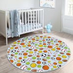 - RealHomes Dijital Baskılı Kaymaz Tabanlı Comfort Çocuk Odası Yuvarlak Halı - Realhomes  Mavi Zeminde Spor Topları Çocuk & Genç Odası Makinede Yıkanabilir Kaymaz Tabanlı Yuvarlak Çocuk Halısı Realhomes