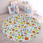 - RealHomes Dijital Baskılı Kaymaz Tabanlı Comfort Çocuk Odası Yuvarlak Halı - Realhomes  Mavi Zeminde Spor Topları Çocuk & Genç Odası Makinede Yıkanabilir Kaymaz Tabanlı Yuvarlak Çocuk Halısı Realhomes