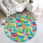 - RealHomes Dijital Baskılı Kaymaz Tabanlı Comfort Çocuk Odası Yuvarlak Halı - Realhomes  Gri Zeminde Origami Gemiler Çocuk & Genç Odası Makinede Yıkanabilir Kaymaz Tabanlı Yuvarlak Çocuk Halısı Realhomes