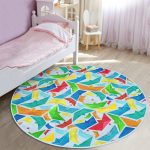 - RealHomes Dijital Baskılı Kaymaz Tabanlı Comfort Çocuk Odası Yuvarlak Halı - Realhomes  Mavi Zeminde Origami Gemiler Çocuk & Genç Odası Makinede Yıkanabilir Kaymaz Tabanlı Yuvarlak Çocuk Halısı Realhomes