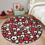 - RealHomes Dijital Baskılı Kaymaz Tabanlı Comfort Çocuk Odası Yuvarlak Halı - Realhomes  Siyah Zeminde Spor Topları Çocuk & Genç Odası Makinede Yıkanabilir Kaymaz Tabanlı Yuvarlak Çocuk Halısı Realhomes