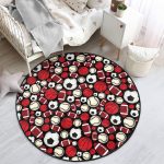 - RealHomes Dijital Baskılı Kaymaz Tabanlı Comfort Çocuk Odası Yuvarlak Halı - Realhomes  Siyah Zeminde Spor Topları Çocuk & Genç Odası Makinede Yıkanabilir Kaymaz Tabanlı Yuvarlak Çocuk Halısı Realhomes