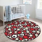- RealHomes Dijital Baskılı Kaymaz Tabanlı Comfort Çocuk Odası Yuvarlak Halı - Realhomes  Siyah Zeminde Spor Topları Çocuk & Genç Odası Makinede Yıkanabilir Kaymaz Tabanlı Yuvarlak Çocuk Halısı Realhomes