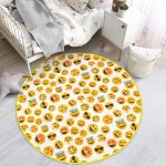 - RealHomes Dijital Baskılı Kaymaz Tabanlı Comfort Çocuk Odası Yuvarlak Halı - Realhomes  Emoji Çocuk & Genç Odası Makinede Yıkanabilir Kaymaz Tabanlı Yuvarlak Çocuk Halısı Realhomes