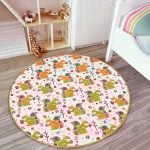- RealHomes Dijital Baskılı Kaymaz Tabanlı Comfort Çocuk Odası Yuvarlak Halı - Realhomes  Krem Zeminde Fındık Kurdu Sincap Çocuk & Genç Odası Makinede Yıkanabilir Kaymaz Tabanlı Yuvarlak Çocuk Halısı Realhomes