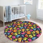 - RealHomes Dijital Baskılı Kaymaz Tabanlı Comfort Çocuk Odası Yuvarlak Halı - Realhomes  Koyu Zeminde Renkli Sayılar Çocuk & Genç Odası Makinede Yıkanabilir Kaymaz Tabanlı Yuvarlak Çocuk Halısı Realhomes