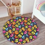 - RealHomes Dijital Baskılı Kaymaz Tabanlı Comfort Çocuk Odası Yuvarlak Halı - Realhomes  Koyu Zeminde Renkli Sayılar Çocuk & Genç Odası Makinede Yıkanabilir Kaymaz Tabanlı Yuvarlak Çocuk Halısı Realhomes