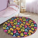 - RealHomes Dijital Baskılı Kaymaz Tabanlı Comfort Çocuk Odası Yuvarlak Halı - Realhomes  Koyu Zeminde Renkli Sayılar Çocuk & Genç Odası Makinede Yıkanabilir Kaymaz Tabanlı Yuvarlak Çocuk Halısı Realhomes