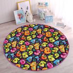- RealHomes Dijital Baskılı Kaymaz Tabanlı Comfort Çocuk Odası Yuvarlak Halı - Realhomes  Koyu Zeminde Renkli Sayılar Çocuk & Genç Odası Makinede Yıkanabilir Kaymaz Tabanlı Yuvarlak Çocuk Halısı Realhomes