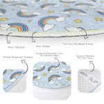 - RealHomes Dijital Baskılı Kaymaz Tabanlı Comfort Çocuk Odası Yuvarlak Halı - Realhomes  Mavi Zeminde Gökkuşağı Çocuk & Genç Odası Makinede Yıkanabilir Kaymaz Tabanlı Yuvarlak Çocuk Halısı Realhomes