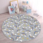 - RealHomes Dijital Baskılı Kaymaz Tabanlı Comfort Çocuk Odası Yuvarlak Halı - Realhomes  Gri Zeminde Gökkuşağı Çocuk & Genç Odası Makinede Yıkanabilir Kaymaz Tabanlı Yuvarlak Çocuk Halısı Realhomes