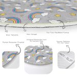 - RealHomes Dijital Baskılı Kaymaz Tabanlı Comfort Çocuk Odası Yuvarlak Halı - Realhomes  Gri Zeminde Gökkuşağı Çocuk & Genç Odası Makinede Yıkanabilir Kaymaz Tabanlı Yuvarlak Çocuk Halısı Realhomes