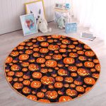 - RealHomes Dijital Baskılı Kaymaz Tabanlı Comfort Çocuk Odası Yuvarlak Halı - Realhomes  Siyah Zeminde Balkabağı Çocuk & Genç Odası Makinede Yıkanabilir Kaymaz Tabanlı Yuvarlak Çocuk Halısı Realhomes