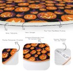 - RealHomes Dijital Baskılı Kaymaz Tabanlı Comfort Çocuk Odası Yuvarlak Halı - Realhomes  Siyah Zeminde Balkabağı Çocuk & Genç Odası Makinede Yıkanabilir Kaymaz Tabanlı Yuvarlak Çocuk Halısı Realhomes