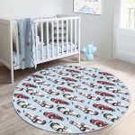 - RealHomes Dijital Baskılı Kaymaz Tabanlı Comfort Çocuk Odası Yuvarlak Halı - Realhomes  Mavi Zeminde Yarış Arabalı Çocuk & Genç Odası Makinede Yıkanabilir Kaymaz Tabanlı Yuvarlak Çocuk Halısı Realhomes