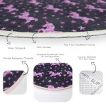 - RealHomes Dijital Baskılı Kaymaz Tabanlı Comfort Çocuk Odası Yuvarlak Halı - Realhomes  Siyah Zeminde Pembe Yıldız Çocuk & Genç Odası Makinede Yıkanabilir Kaymaz Tabanlı Yuvarlak Çocuk Halısı Realhomes