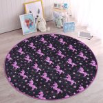 - RealHomes Dijital Baskılı Kaymaz Tabanlı Comfort Çocuk Odası Yuvarlak Halı - Realhomes  Siyah Zeminde Pembe Yıldız Çocuk & Genç Odası Makinede Yıkanabilir Kaymaz Tabanlı Yuvarlak Çocuk Halısı Realhomes