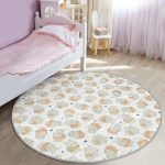 - RealHomes Dijital Baskılı Kaymaz Tabanlı Comfort Çocuk Odası Yuvarlak Halı - Realhomes  Beyaz Zeminde Sevimli Su Aygırı Figürlü Çocuk & Genç Odası Makinede Yıkanabilir Kaymaz Tabanlı Yuvarlak Çocuk Halısı Realhomes