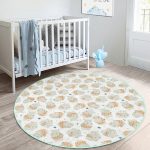 - RealHomes Dijital Baskılı Kaymaz Tabanlı Comfort Çocuk Odası Yuvarlak Halı - Realhomes  Beyaz Zeminde Sevimli Su Aygırı Figürlü Çocuk & Genç Odası Makinede Yıkanabilir Kaymaz Tabanlı Yuvarlak Çocuk Halısı Realhomes