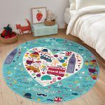 - RealHomes Dijital Baskılı Kaymaz Tabanlı Comfort Çocuk Odası Yuvarlak Halı - Realhomes  Londra Temalı Çocuk & Genç Odası Makinede Yıkanabilir Kaymaz Tabanlı Yuvarlak Çocuk Halısı Realhomes
