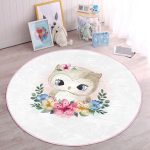 - RealHomes Dijital Baskılı Kaymaz Tabanlı Comfort Çocuk Odası Yuvarlak Halı - Realhomes  Sevimli Bebek Baykuş Çocuk & Genç Odası Makinede Yıkanabilir Kaymaz Tabanlı Yuvarlak Çocuk Halısı Realhomes