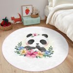 - RealHomes Dijital Baskılı Kaymaz Tabanlı Comfort Çocuk Odası Yuvarlak Halı - Realhomes  Sevimli Bebek Panda Çocuk & Genç Odası Makinede Yıkanabilir Kaymaz Tabanlı Yuvarlak Çocuk Halısı Realhomes