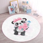 - RealHomes Dijital Baskılı Kaymaz Tabanlı Comfort Çocuk Odası Yuvarlak Halı - Realhomes  Sevimli Yavru Panda Çocuk & Genç Odası Makinede Yıkanabilir Kaymaz Tabanlı Yuvarlak Çocuk Halısı Realhomes