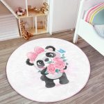 - RealHomes Dijital Baskılı Kaymaz Tabanlı Comfort Çocuk Odası Yuvarlak Halı - Realhomes  Sevimli Yavru Panda Çocuk & Genç Odası Makinede Yıkanabilir Kaymaz Tabanlı Yuvarlak Çocuk Halısı Realhomes