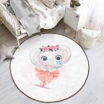 - RealHomes Dijital Baskılı Kaymaz Tabanlı Comfort Çocuk Odası Yuvarlak Halı - Realhomes  Sevimli Bebek Balerin Fil Çocuk & Genç Odası Makinede Yıkanabilir Kaymaz Tabanlı Yuvarlak Çocuk Halısı Realhomes