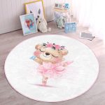 - RealHomes Dijital Baskılı Kaymaz Tabanlı Comfort Çocuk Odası Yuvarlak Halı - Realhomes  Sevimli Bebek Balerin Çocuk & Genç Odası Makinede Yıkanabilir Kaymaz Tabanlı Yuvarlak Çocuk Halısı Realhomes