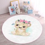 - RealHomes Dijital Baskılı Kaymaz Tabanlı Comfort Çocuk Odası Yuvarlak Halı - Realhomes Sevimli Bebek Aslan Çocuk & Genç Odası Makinede Yıkanabilir Kaymaz Tabanlı Yuvarlak Çocuk Halısı Realhomes