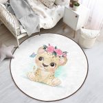 - RealHomes Dijital Baskılı Kaymaz Tabanlı Comfort Çocuk Odası Yuvarlak Halı - Realhomes Sevimli Bebek Aslan Çocuk & Genç Odası Makinede Yıkanabilir Kaymaz Tabanlı Yuvarlak Çocuk Halısı Realhomes