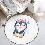 - RealHomes Dijital Baskılı Kaymaz Tabanlı Comfort Çocuk Odası Yuvarlak Halı - Realhomes  Sevimli Bebek Penguen Çocuk & Genç Odası Makinede Yıkanabilir Kaymaz Tabanlı Yuvarlak Çocuk Halısı Realhomes