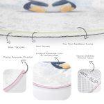 - RealHomes Dijital Baskılı Kaymaz Tabanlı Comfort Çocuk Odası Yuvarlak Halı - Realhomes  Sevimli Bebek Penguen Çocuk & Genç Odası Makinede Yıkanabilir Kaymaz Tabanlı Yuvarlak Çocuk Halısı Realhomes