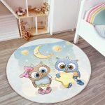 - RealHomes Dijital Baskılı Kaymaz Tabanlı Comfort Çocuk Odası Yuvarlak Halı - Realhomes  Baykuş Desen Çocuk & Genç Odası Makinede Yıkanabilir Kaymaz Tabanlı Yuvarlak Çocuk Halısı Realhomes