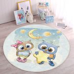 - RealHomes Dijital Baskılı Kaymaz Tabanlı Comfort Çocuk Odası Yuvarlak Halı - Realhomes  Baykuş Desen Çocuk & Genç Odası Makinede Yıkanabilir Kaymaz Tabanlı Yuvarlak Çocuk Halısı Realhomes