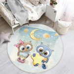 - RealHomes Dijital Baskılı Kaymaz Tabanlı Comfort Çocuk Odası Yuvarlak Halı - Realhomes  Baykuş Desen Çocuk & Genç Odası Makinede Yıkanabilir Kaymaz Tabanlı Yuvarlak Çocuk Halısı Realhomes