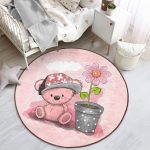 - RealHomes Dijital Baskılı Kaymaz Tabanlı Comfort Çocuk Odası Yuvarlak Halı - Realhomes  Çiçek Saksısı Ve Sevimli Ayıcık Desenli Çocuk & Genç Odası Makinede Yıkanabilir Kaymaz Tabanlı Yuvarlak Çocuk Halısı Realhomes