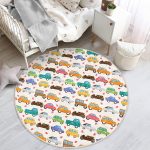 - RealHomes Dijital Baskılı Kaymaz Tabanlı Comfort Çocuk Odası Yuvarlak Halı - Realhomes Araba Desenli Çocuk & Genç Odası Makinede Yıkanabilir Kaymaz Tabanlı Yuvarlak Çocuk Halısı Realhomes