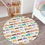 - RealHomes Dijital Baskılı Kaymaz Tabanlı Comfort Çocuk Odası Yuvarlak Halı - Realhomes Araba Desenli Çocuk & Genç Odası Makinede Yıkanabilir Kaymaz Tabanlı Yuvarlak Çocuk Halısı Realhomes