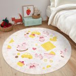 - RealHomes Dijital Baskılı Kaymaz Tabanlı Comfort Çocuk Odası Yuvarlak Halı - Realhomes  Oyuncak Bebek Arabası Motifli Çocuk & Genç Odası Makinede Yıkanabilir Kaymaz Tabanlı Yuvarlak Çocuk Halısı Realhomes