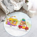 - RealHomes Dijital Baskılı Kaymaz Tabanlı Comfort Çocuk Odası Yuvarlak Halı - Realhomes  Karavanda Neşeli Aile Motifli Çocuk & Genç Odası Makinede Yıkanabilir Kaymaz Tabanlı Yuvarlak Çocuk Halısı Realhomes
