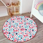 - RealHomes Dijital Baskılı Kaymaz Tabanlı Comfort Çocuk Odası Yuvarlak Halı - Realhomes Krem Zeminde Fil Ve Çiçek Desenli Çocuk & Genç Odası Makinede Yıkanabilir Kaymaz Tabanlı Yuvarlak Çocuk Halısı Realhomes