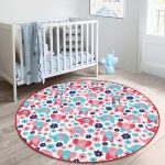 - RealHomes Dijital Baskılı Kaymaz Tabanlı Comfort Çocuk Odası Yuvarlak Halı - Realhomes Krem Zeminde Fil Ve Çiçek Desenli Çocuk & Genç Odası Makinede Yıkanabilir Kaymaz Tabanlı Yuvarlak Çocuk Halısı Realhomes