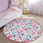 - RealHomes Dijital Baskılı Kaymaz Tabanlı Comfort Çocuk Odası Yuvarlak Halı - Realhomes Krem Zeminde Fil Ve Çiçek Desenli Çocuk & Genç Odası Makinede Yıkanabilir Kaymaz Tabanlı Yuvarlak Çocuk Halısı Realhomes