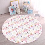 - RealHomes Dijital Baskılı Kaymaz Tabanlı Comfort Çocuk Odası Yuvarlak Halı - Realhomes Sevimli Unicorn Motifli Çocuk & Genç Odası Makinede Yıkanabilir Kaymaz Tabanlı Yuvarlak Çocuk Halısı Realhomes